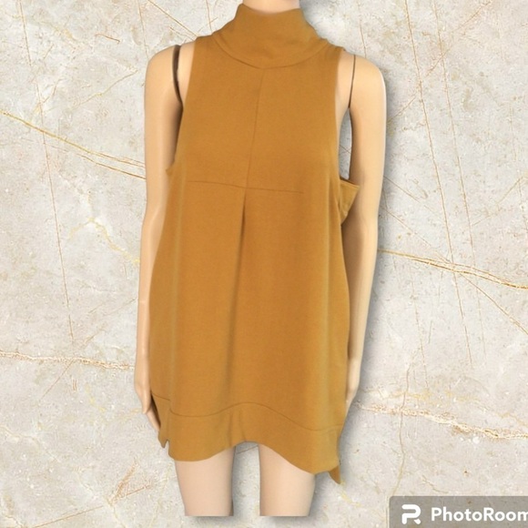 Free People Vintage Goldie Tunic Halter Mustar  Yellow mini Dress - Picture 2 of 8